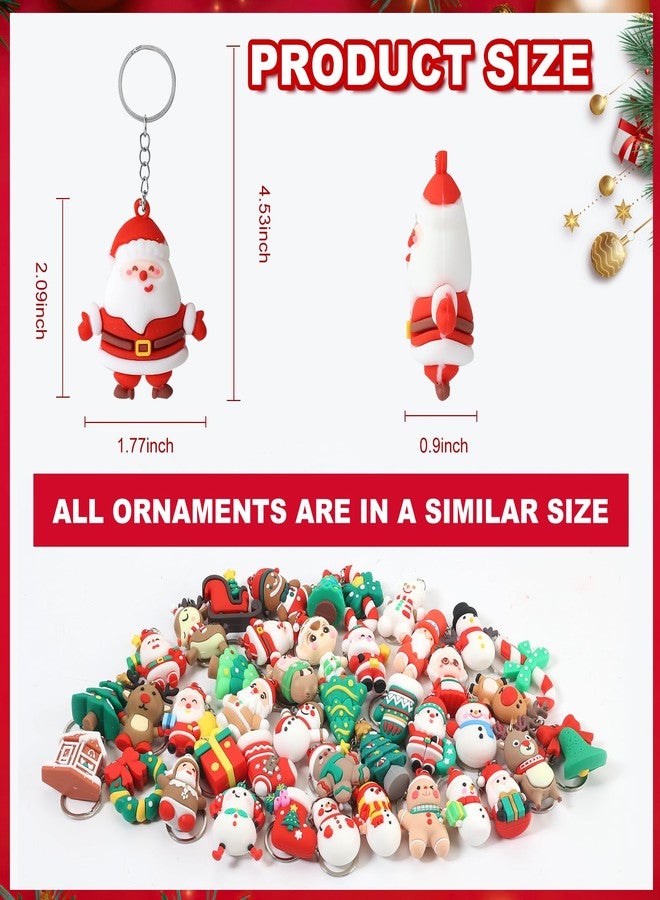 Becfupo 42 Pcs Christmas Keychains Bulk, 3D Santa Claus Snowman Xmas Tree Reindeer Hanging Ornaments with Key Rings for Christmas Party Favors, Adults Christmas Giveaways - Image 3